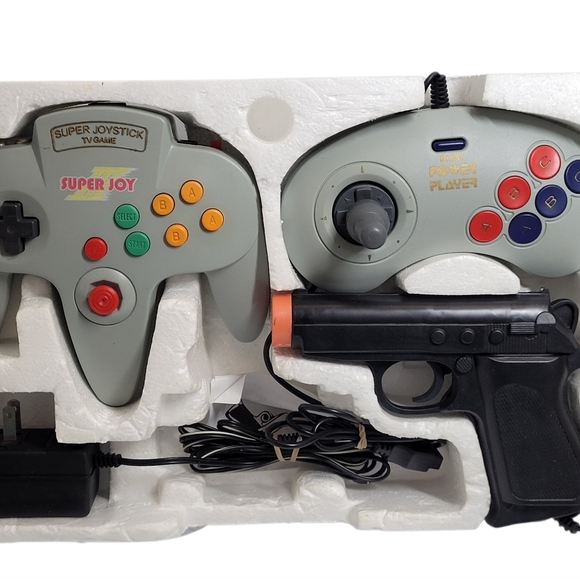 Power Player Super Joy III Famiclone Video Game Console 76 Built-in Games In Box